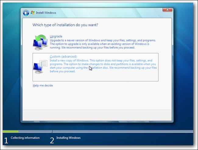 Instalacja systemu Windows 7 Wybierz typ