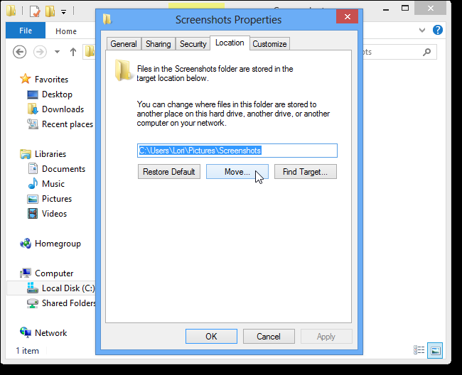 1627233547 881 Jak zmienic lokalizacje domyslnego folderu zrzutow ekranu w Windows 8