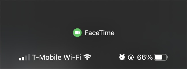 Centrum sterowania iPhone'a mówi, że FaceTime używa aparatu.