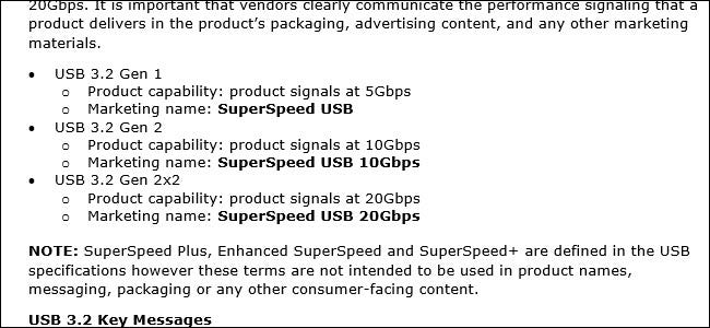 Obraz PDF opisujący nazewnictwo USB 3.2