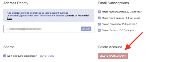 ProtonMail Usuń moje konto