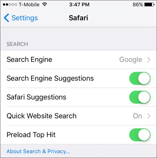Zrozumienie ustawien Safari dla iOS