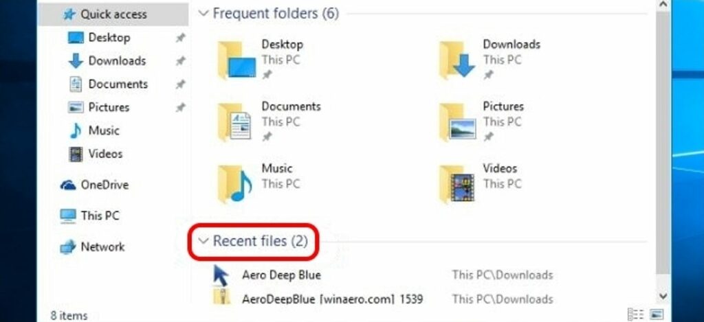 how do you get the all recent files list functionality back in windows ten 00
