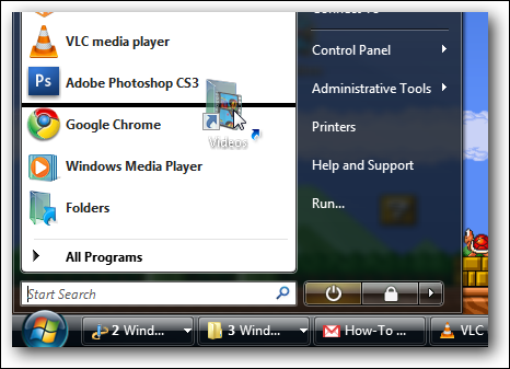 Przypnij folder systemu Windows Vista do menu Start