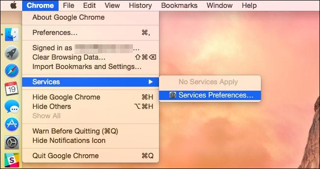 Uzyj menu uslug komputera Mac aby wykonac szybkie czynnosci