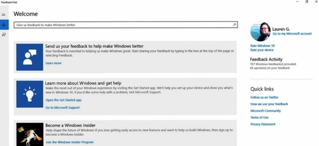 what is the best way to give feedback to the windows product team 00