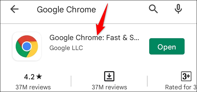 Dotknij „Google Chrome” w wynikach wyszukiwania.