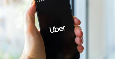 uber logo smartphone hand
